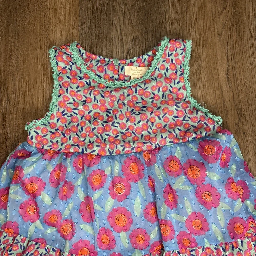 Kate Spade Dress Girl's Size 10 Floral Chiffon Trapeze Tiered Fully Lined Easter